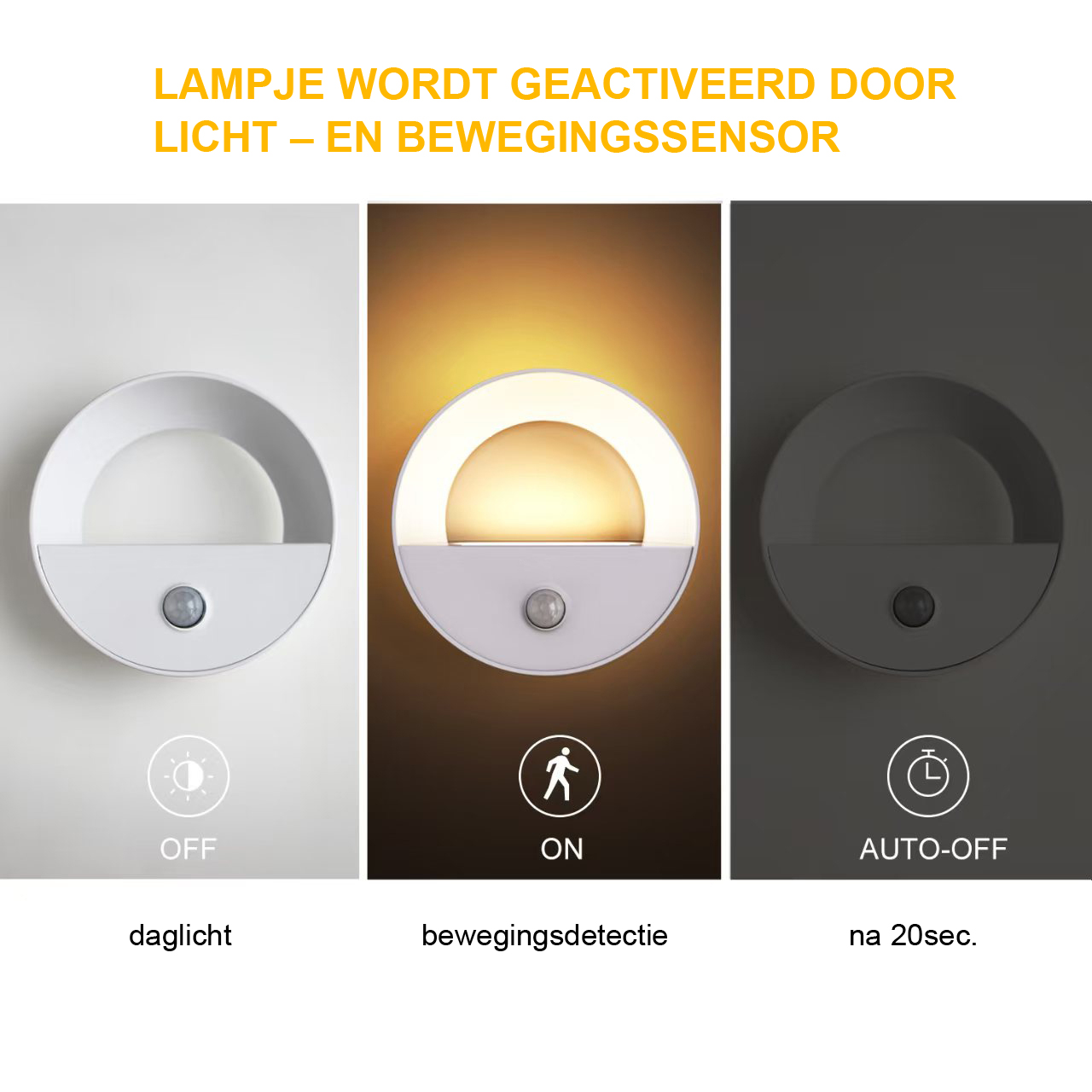 LED lampje met sensor – Set van 3